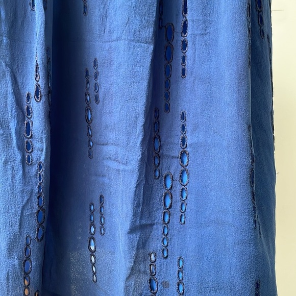 Seduce Midi Dress Silk Eyelet Blue Halterneck Sleeveless Open Back 2 - Picture 3 of 12